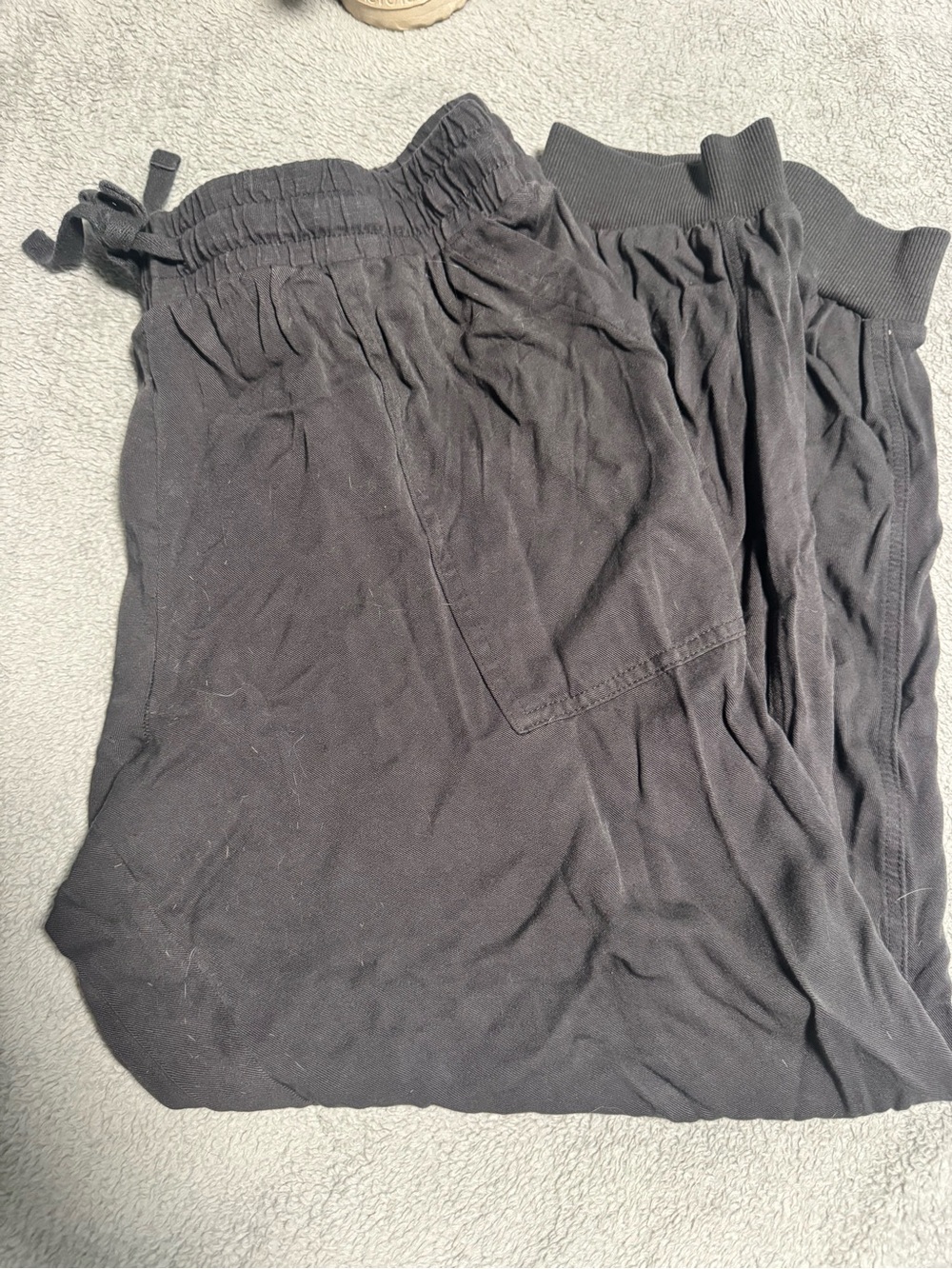 Black Elastic-Waist Lounge Pants